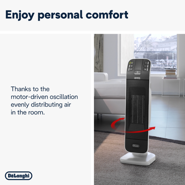 Delonghi Bend Line Ceramic Fan Heater - Black | HFX65V20 - Image 4