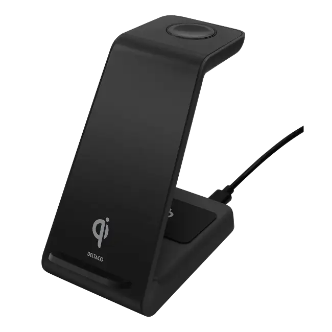 Deltaco 3-in-1 Wireless Qi Charger | Black | QI1037 Deltaco 3-in-1 Wireless Qi Charger | Black | QI1037