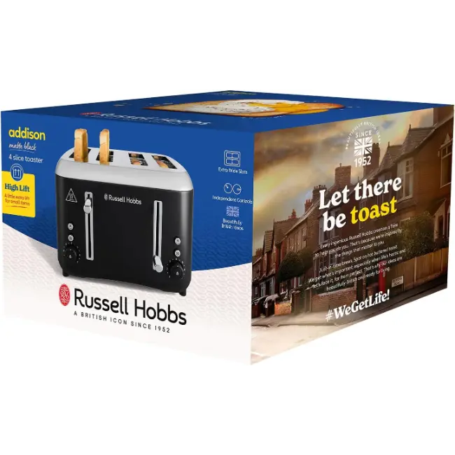 Russell Hobbs Addison 4 Slice Toaster | Matte Black | 27740 - Image 6