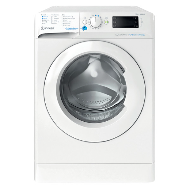 Indesit Steam Push&Go Washing Machine 1400sp - White | BWE111496XWVUK