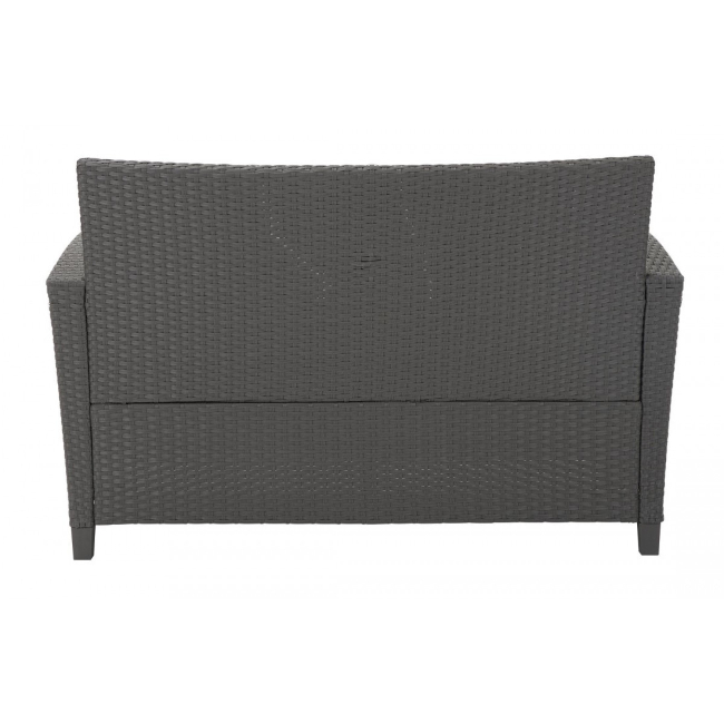 Malmo 4 Piece Resin Rattan Patio Set - Grey with Navy Cushions - Image 6