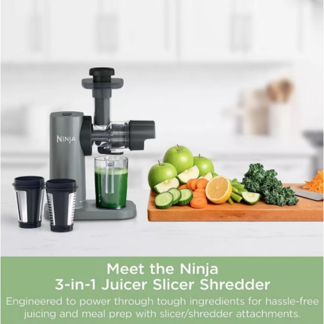 Ninja 3-in-1 Cold Press Juicer, Slicer & Shredder with Anti-Clog Filter | JC152UK - Image 2