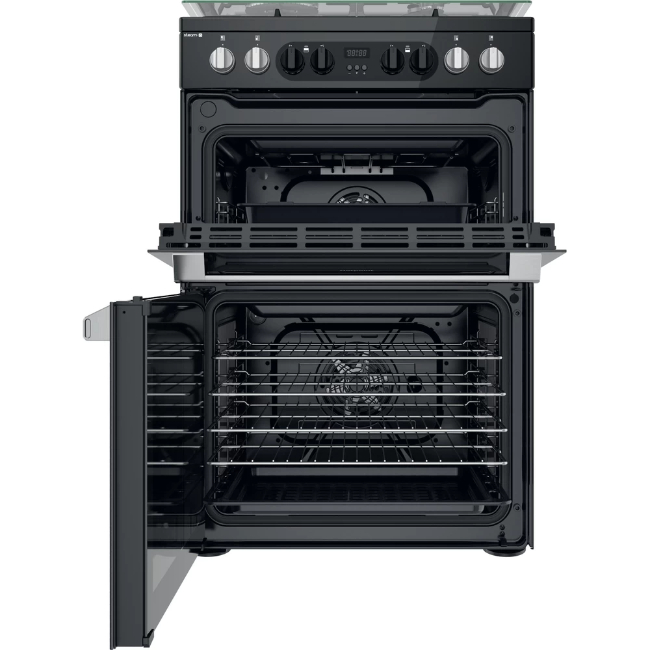 Hotpoint 60cm Gas Double Cooker - Black | HDM67G8CCBUK - Image 2