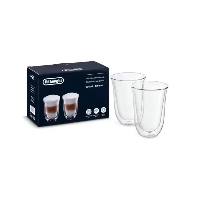 Delonghi 330ml Latte Glasses | 2 Pack | DLSC312 Delonghi 330ml Latte Glasses | 2 Pack | DLSC312