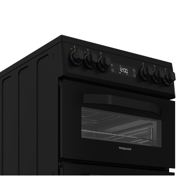 Hotpoint 50cm Freestanding Double Electric Cooker - Black | HDE5VDCB - Image 4