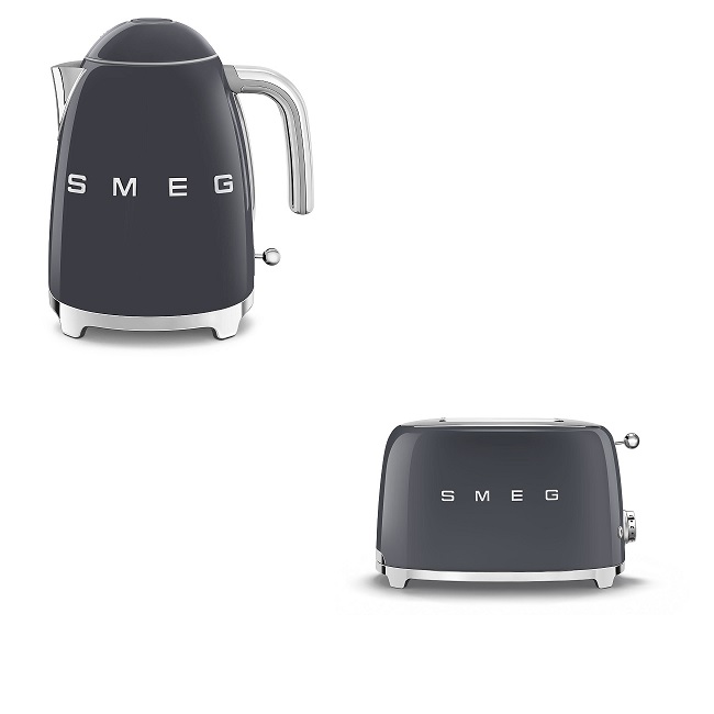 Smeg 50's Retro Kettle & 2 Slice Toaster Set - Slate Grey | KLF03GRUK + TSF01GRUK Smeg 50's Retro Kettle & 2 Slice Toaster Set - Slate Grey | KLF03GRUK + TSF01GRUK