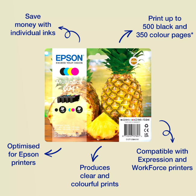 Epson 604 Pineapple Individual Ink | Black | T10G14010 - Image 2