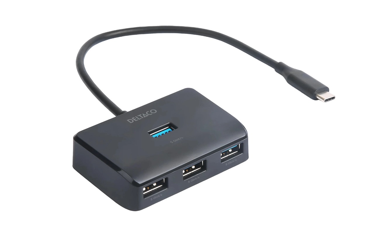 Deltaco USB-C Docking Station with 4 USB-A Ports - Black | USBCHUB203 - Image 3