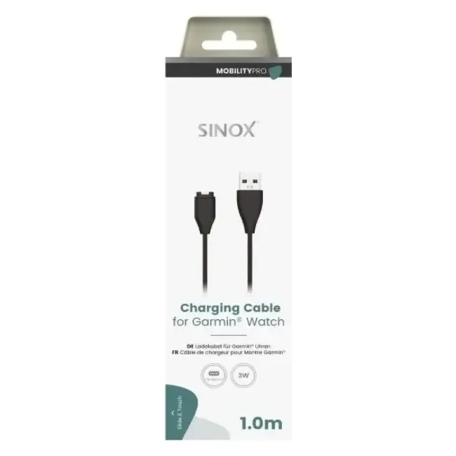Sinox Qi Garmin Watch Charger | 1m | Black | 050746 Sinox Qi Garmin Watch Charger | 1m | Black | 050746