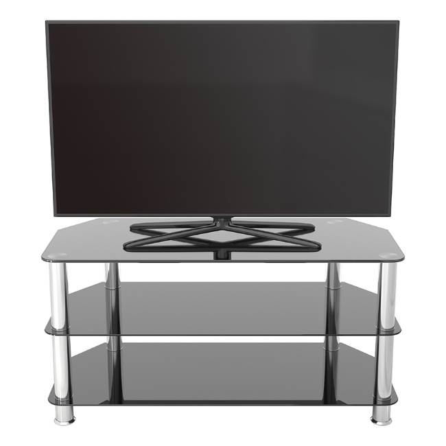 AVF Glass TV Stand 1000mm - Black and Chrome | SDC1000 - Image 4 AVF Glass TV Stand 1000mm - Black and Chrome | SDC1000 - Image 4