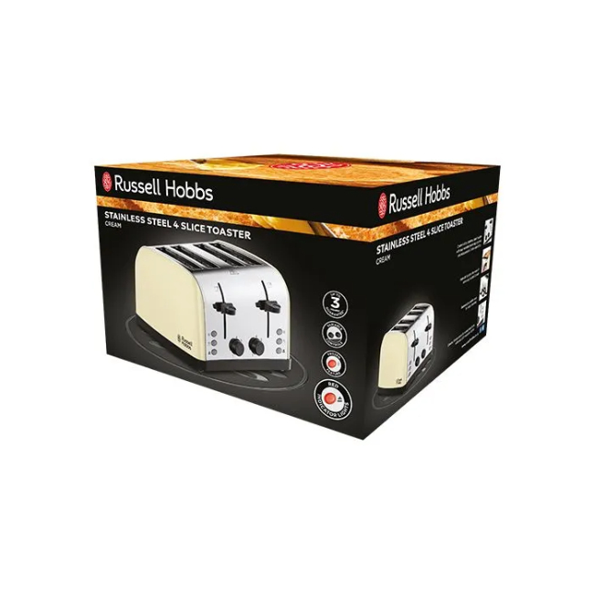 Russell Hobbs Colours Plus Cream 4 Slice Toaster | 28363 - Image 5
