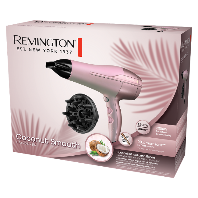 Remington Coconut Smooth 2200W Hairdryer with Diffuser | D5901 - Image 3