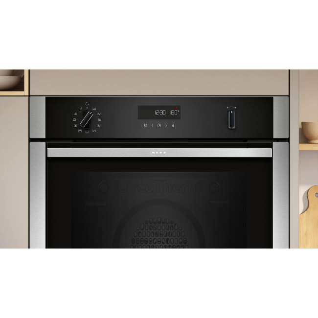 Neff N50 Built-In Single Oven Slide & Hide - Black / Stainless Steel | B6ACH7AN7B - Image 2