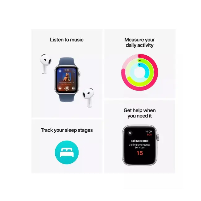 Apple Watch SE (2024) GPS | 40mm | Starlight Aluminium Case with Starlight Sport Band | M/L | MXEG3QA-A - Image 3