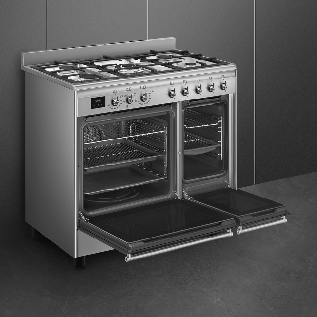Smeg 90cm Range Cooker Dual Fuel - Stainless Steel | CX92GM - Image 5