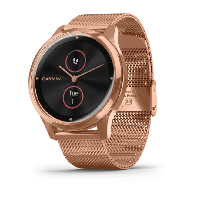 Garmin Vivomove Luxe Smartwatch Rose Gold Stainless Steel Case with Rose Gold Milanese Band | 49-GAR-010-02241-04 Garmin Vivomove Luxe Smartwatch Rose Gold Stainless Steel Case with Rose Gold Milanese Band | 49-GAR-010-02241-04