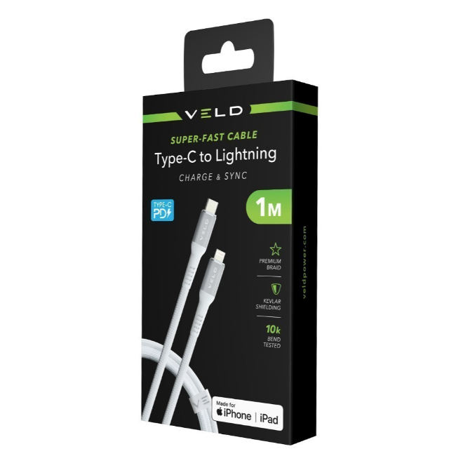 VELD Super Fast Charging Cable 60W USB-C to Lightning | VCL1 - Image 3