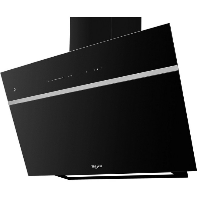 Whirlpool 90cm Vertical Black Glass Cooker Hood | WHVS90FLTCK - Image 2 Whirlpool 90cm Vertical Black Glass Cooker Hood | WHVS90FLTCK - Image 2