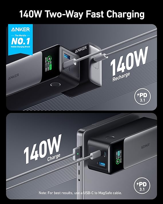 Anker 737 3-in-1 Power Bank 140W 24,000mAh - Black | A1289011 - Image 2