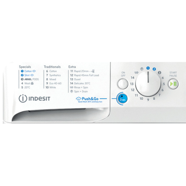 Indesit Steam Push&Go Washing Machine 1400sp - White | BWE111496XWVUK - Image 4
