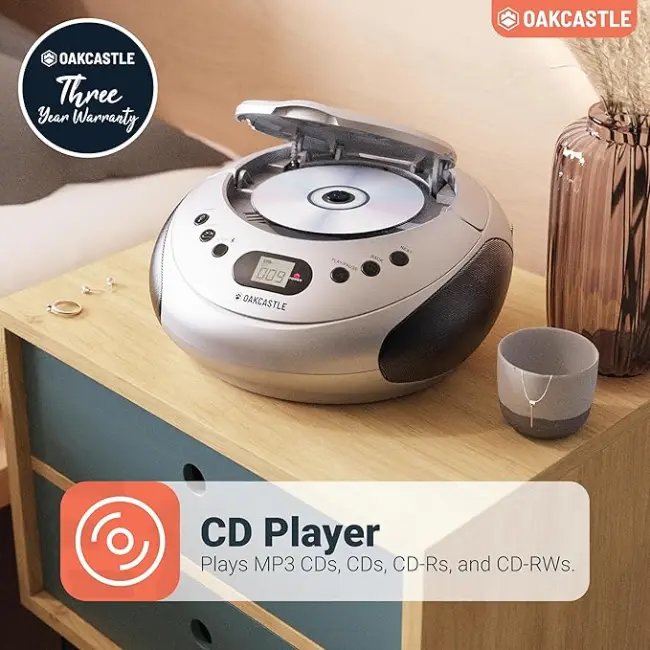 Oakcastle CD250 CD Boombox | Bluetooth | Silver | 1000002940 - Image 2