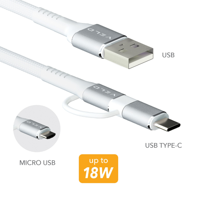 VELD Super Fast Charging Cable 18W USB-C to Micro USB | VUCM1 - Image 4