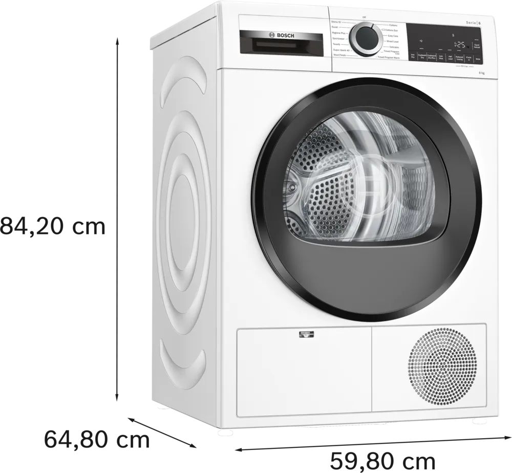 Bosch Series 6 Condenser Tumble Dryer 8KG - White | WPG23108GB - Image 7 Bosch Series 6 Condenser Tumble Dryer 8KG - White | WPG23108GB - Image 7