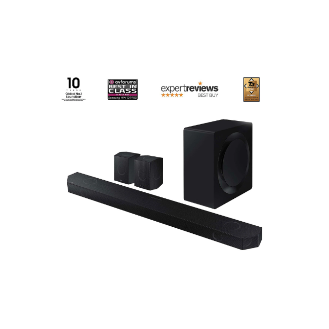 Samsung Q-Series Cinematic Soundbar with Subwoofer and Rear Speakers - Black | HW-Q990D-XU