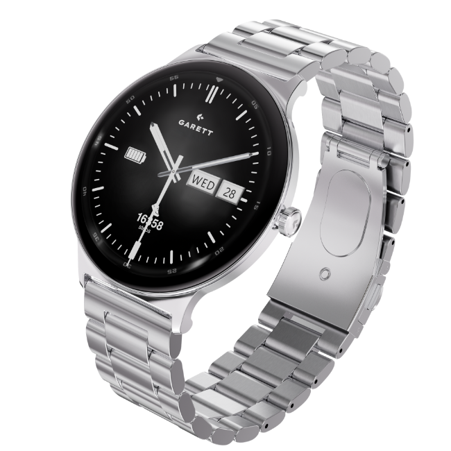 Garett Quantum Smartwatch - Silver Steel | QUANTUM-SILVR