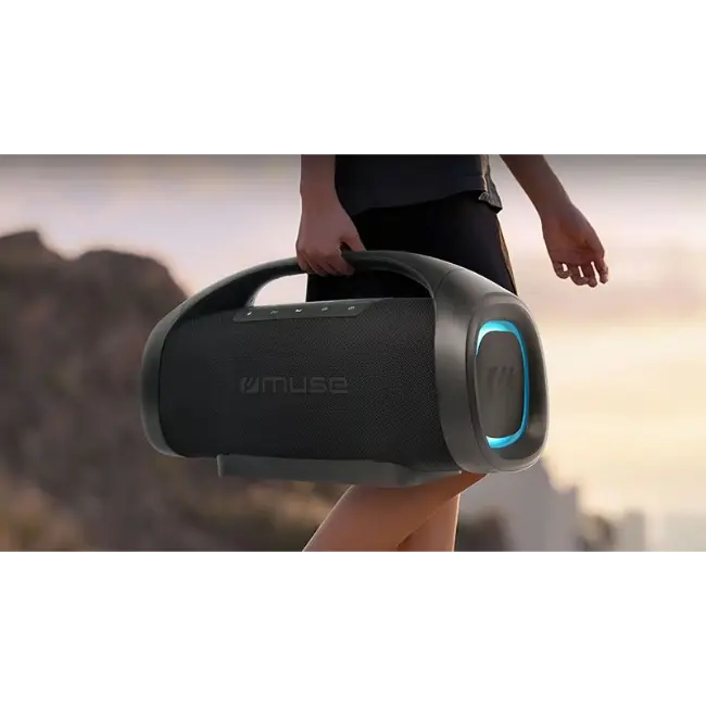 Muse Portable LED Bluetooth Speaker | IPX6 | 300watt | USB Port | Black | M-980BT - Image 2