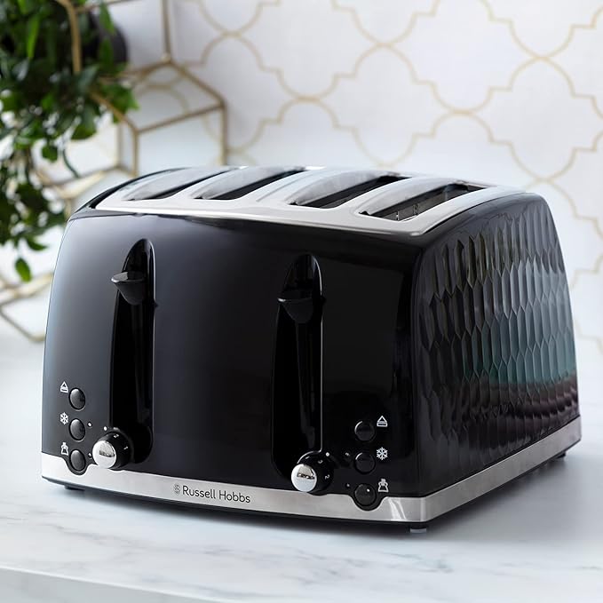 Russell Hobbs Honeycomb 4 Slice Toaster - Black | 26071 - Image 2