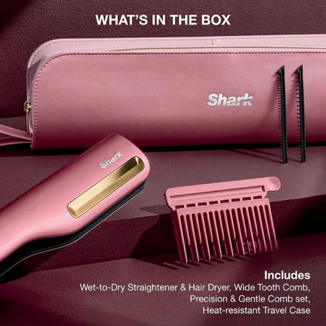 Shark SilkiPro Straight Hair Straightener + Dryer in One Tool - Rose Petal | HT401UKPK - Image 8