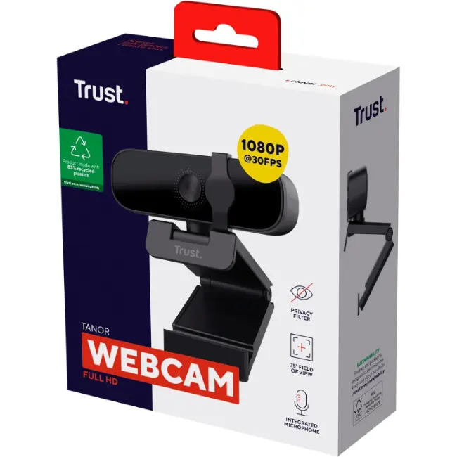 Trust Tanor 1080p Full HD Webcam | Black | T25548 - Image 8