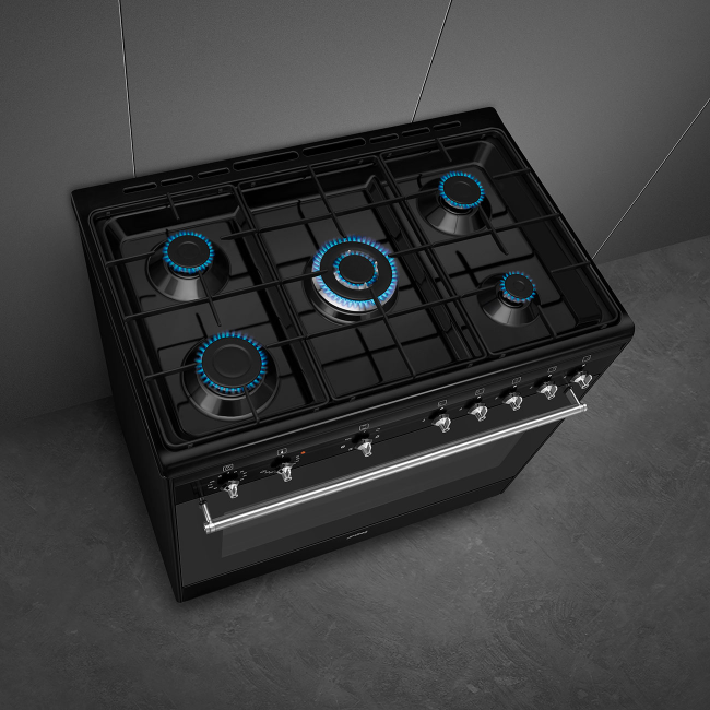 Smeg 90cm Dual Fuel Range Cooker - Black | CX91GMBL - Image 6