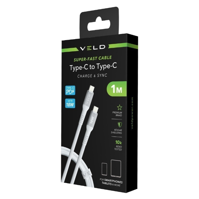 VELD Super Fast Charging Cable 18W 1M USB-C to USB-C | VCC181 - Image 3
