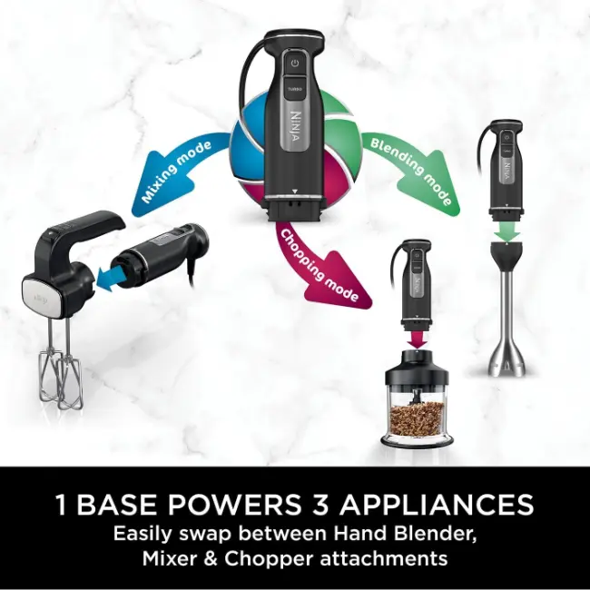 Ninja Foodi 3-in-1 Hand Blender, Mixer & Chopper | CI100UK - Image 2