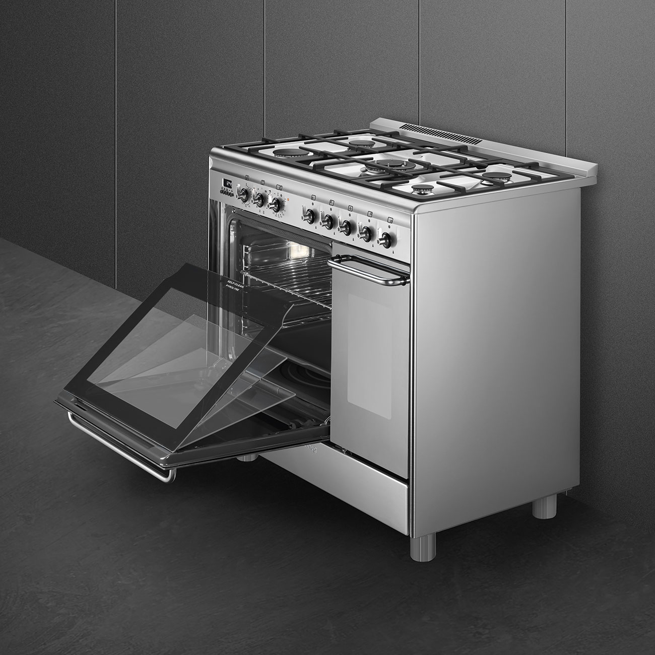 Smeg 90cm Range Cooker with Gas Hob - Stainless steel | CG92PX9 - Image 9