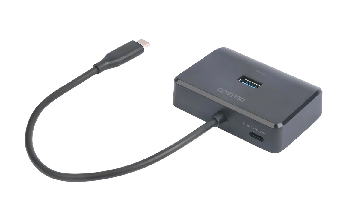 Deltaco USB-C Docking Station with 4 USB-A Ports - Black | USBCHUB203 - Image 2