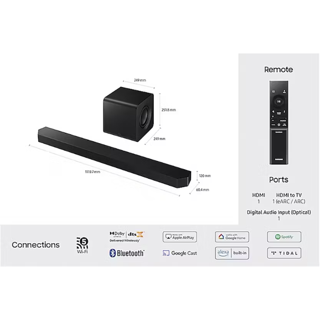 Samsung Q-Series 5.1.2ch Soundbar with Subwoofer - Black | HW-Q800F-XU - Image 11 Samsung Q-Series 5.1.2ch Soundbar with Subwoofer - Black | HW-Q800F-XU - Image 11