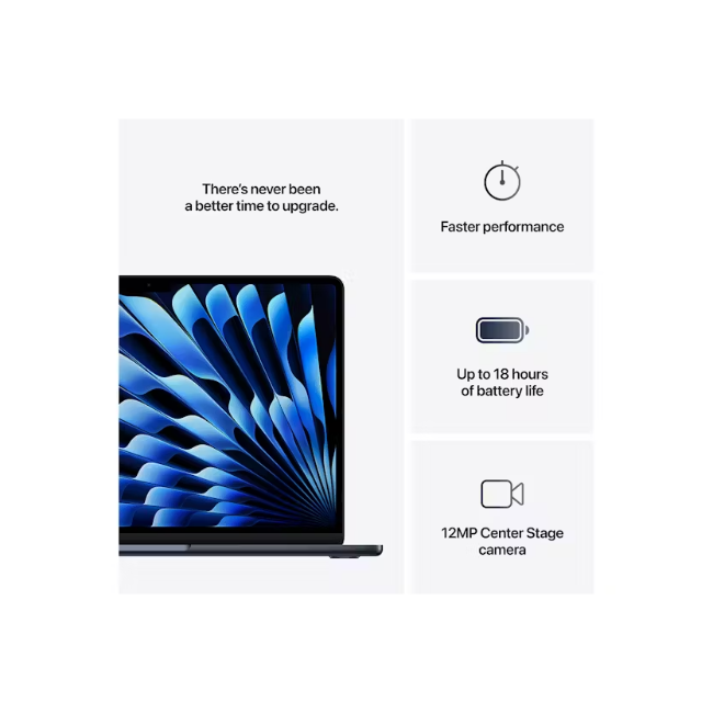15" MacBook Air 16gb/256gb 10-core GPU - Midnight | MW1L3B-A - Image 4 15" MacBook Air 16gb/256gb 10-core GPU - Midnight | MW1L3B-A - Image 4