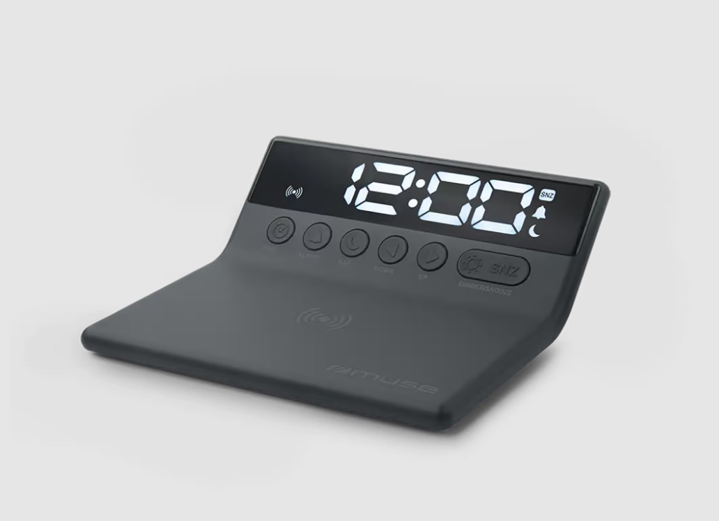 Muse Alarm Clock with Wireless Charging - Black | M-168WI - Image 2