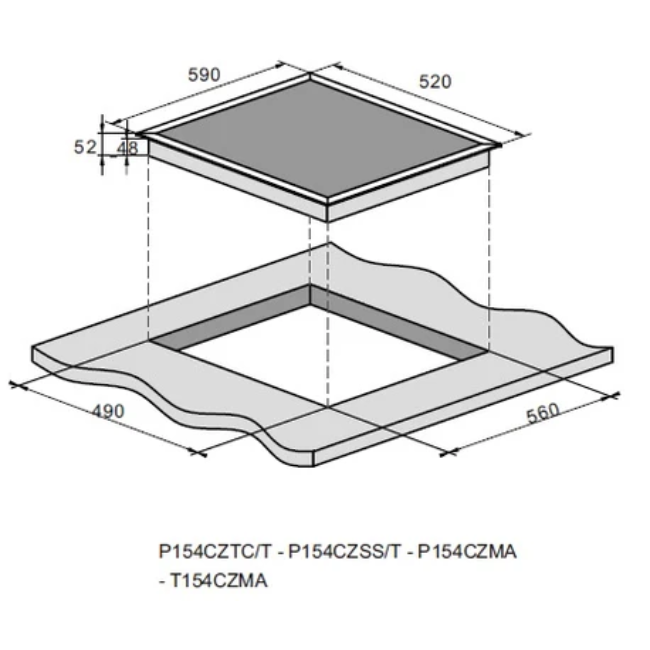 Powerpoint Hob 60cm - Black | P154CZMA-2 - Image 2