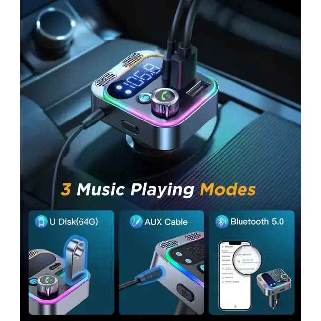 Joyroom 48W Car Wireless FM Transmitter | Silver | HL-CL16 - Image 5