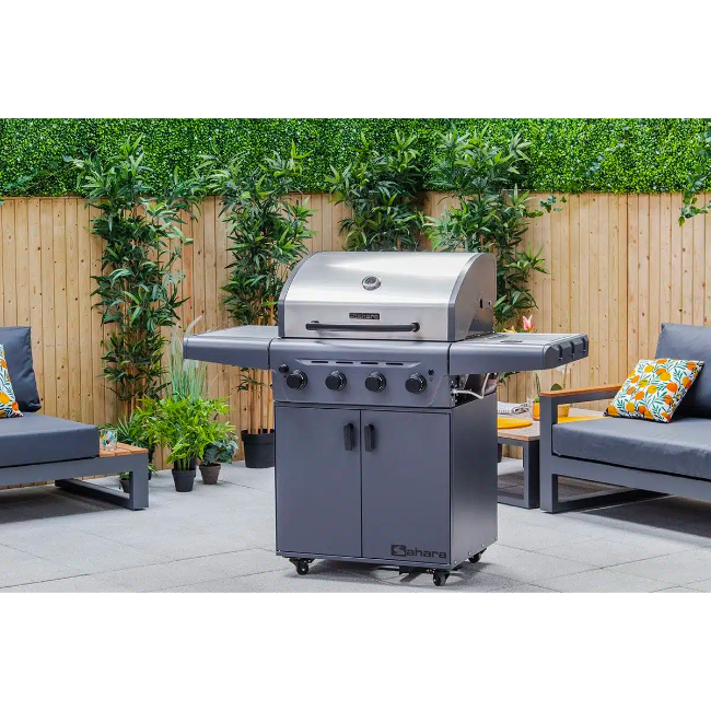 Sahara Performer 4 Burner Gas BBQ - Stainless Steel + Grey | PER4IR-CC - Image 2