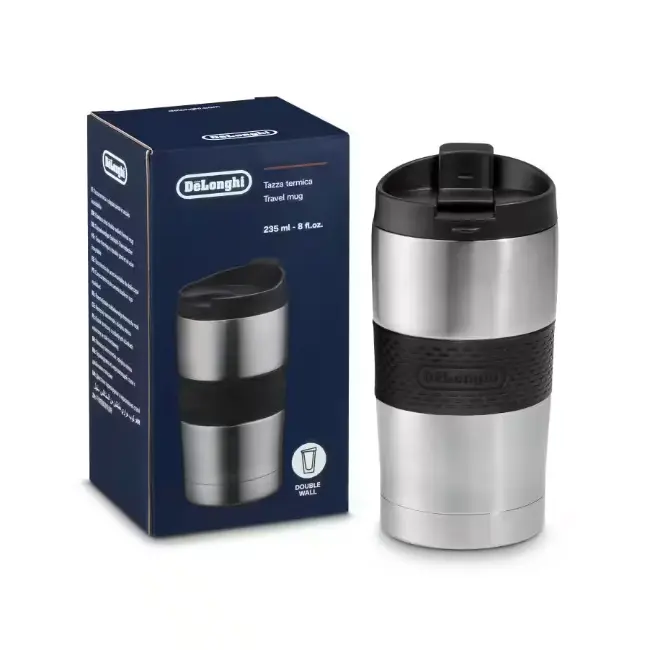 Delonghi Double Wall Stainless Steel Travel Mug | 235ml | DLSC074 Delonghi Double Wall Stainless Steel Travel Mug | 235ml | DLSC074