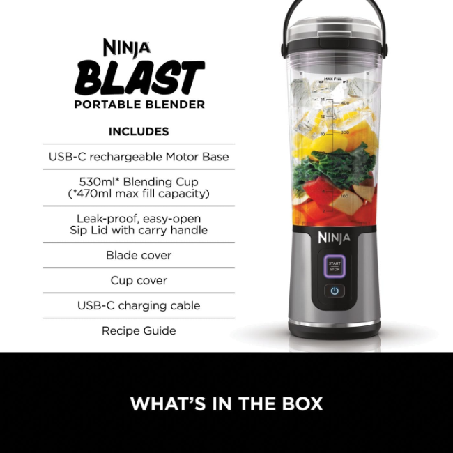 Ninja Blast Cordless Portable Blender | Black | BC151UKBK - Image 11