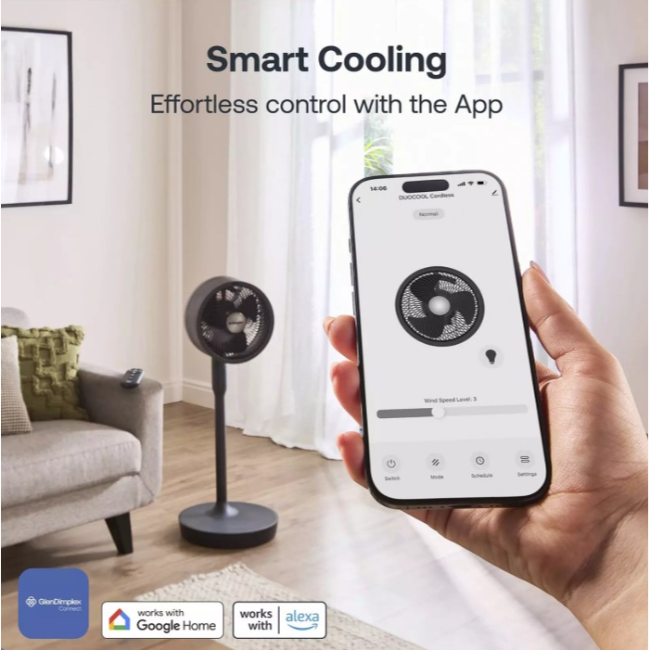 Dimplex DuoCool Smart 2-in-1 Cordless Fan | Black | DXRCF001 - Image 2