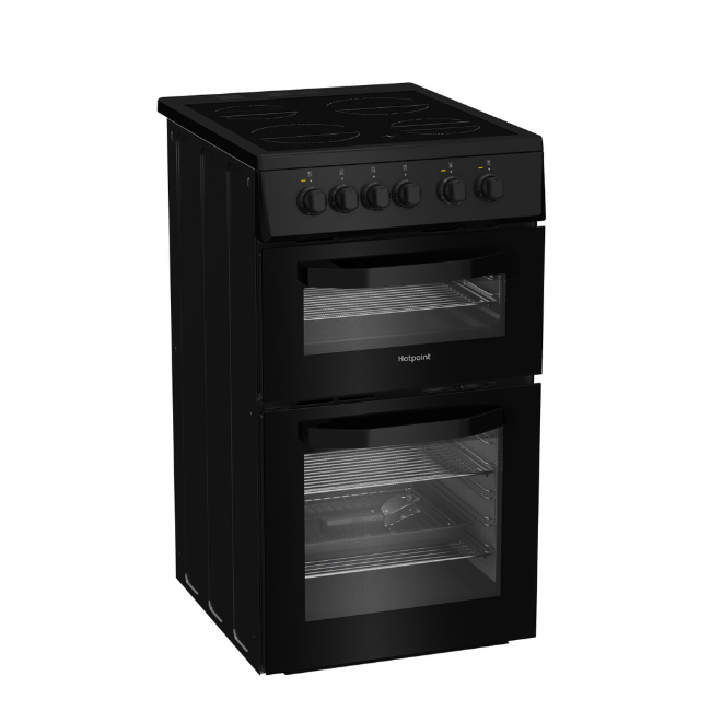 Hotpoint Freestanding Electric Double Cooker - Black | HTE5VCB