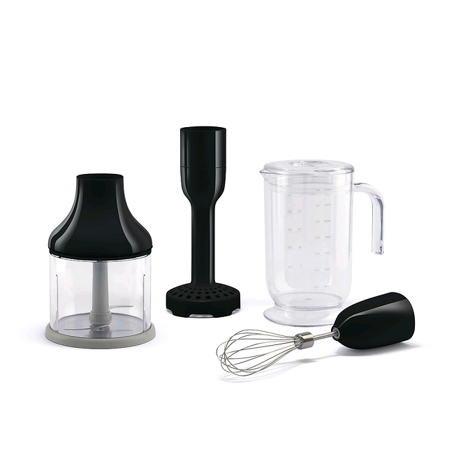 Smeg 50's Retro Style Black Hand Blender with Accessories | HBF02BLUK Smeg 50's Retro Style Black Hand Blender with Accessories | HBF02BLUK
