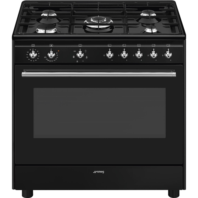 Smeg 90cm Dual Fuel Range Cooker - Black | CX91GMBL